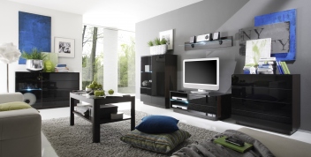Luxusní obývací sestava Astor A –  wenge / černé sklo