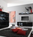 Obývací sestava Astor B – provední wenge / černé sklo
