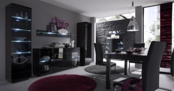Moderní obývací sestava Astor C –  wenge / černé sklo