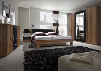 Moderní ložnice Veria occ –  červený ořech / černá