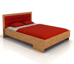 Borovicová manželská postel Inga 3 s čalouněným čelem